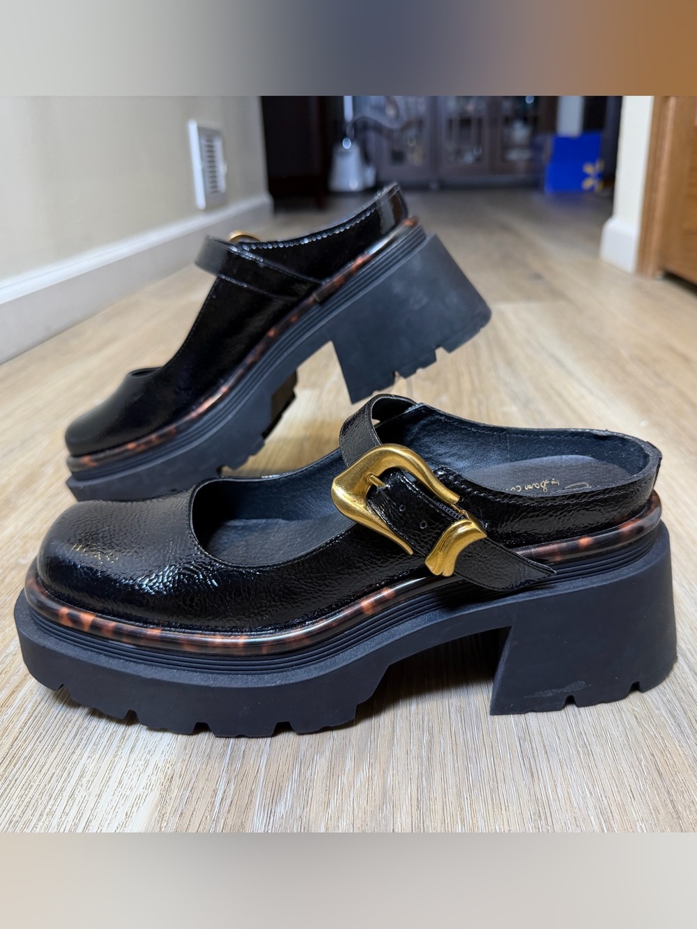 Circus Sam Edelman Black Patent Leather Mary Jane Platform Shoes Size 9.5